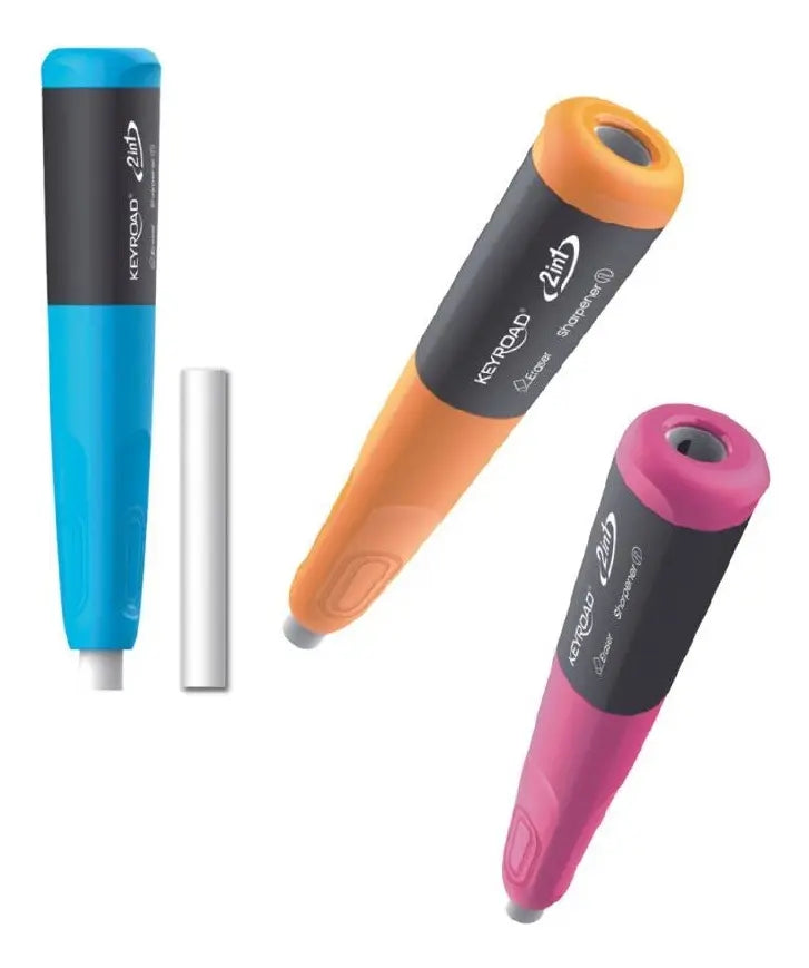 Sacapunta + Portagoma Keyroad 2 En 1 Goma De Borrar Color Rosado